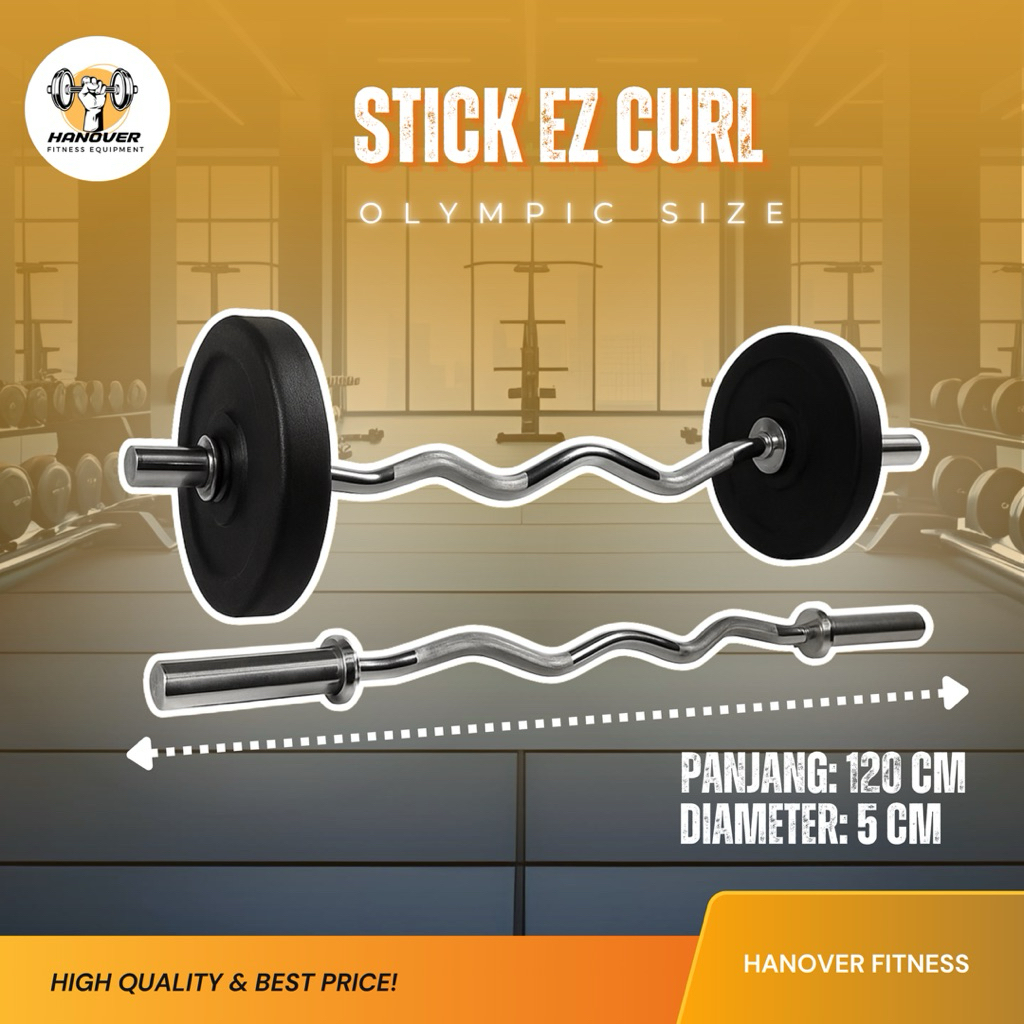 HANOVER FITNESS | Stick olympic stick ez curl ORIGINAL IMPORT stick barbel lengkung