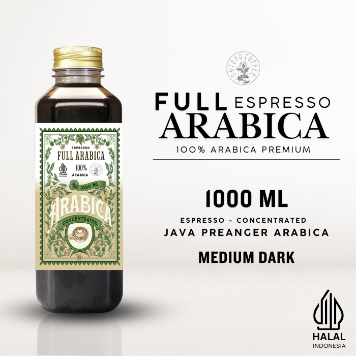 

Kopi Konsentrat Full Arabika Espresso Cair 1000 ML | Konsentrat Kopi Espresso | Es kopi susu | americano | Medium Dark Roast - Sutoyo coffee