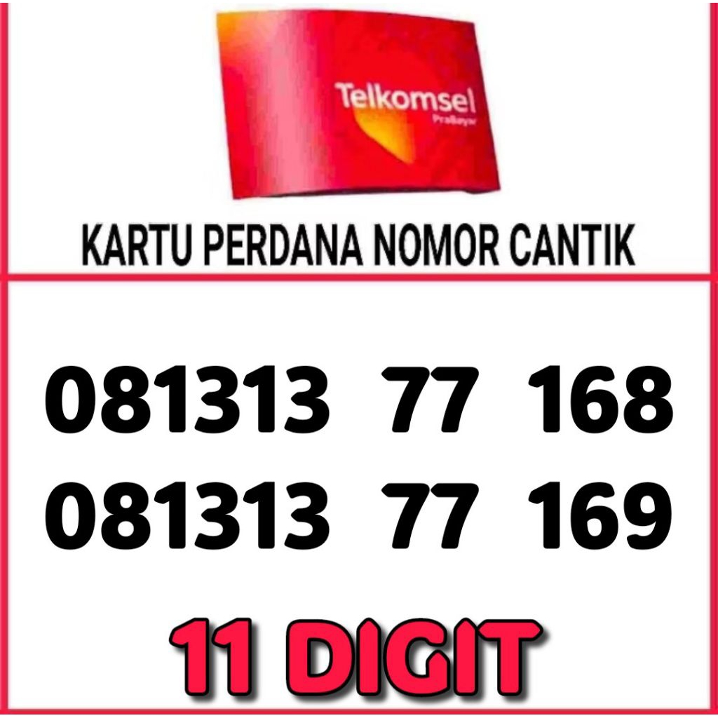 Kartu Perdana 11 Digit Nomor Cantik Simpati 168 169