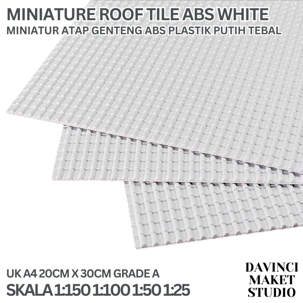 (A4) Miniatur Atap Genteng Putih Tebal Plastik ABS Tekstur Bahan Maket Diorama Genting A4 20cm x 30c