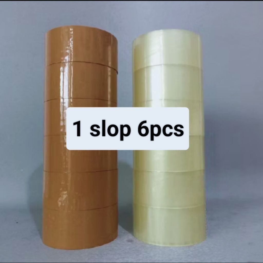 

6 pcs lakban bening/coklat murah berkualitas 48 mm x 90 yard