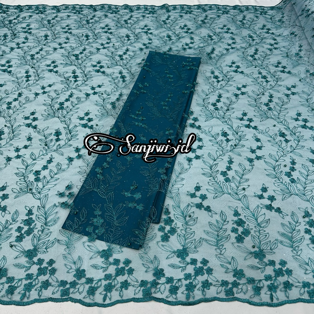 Tille Akar Mutiara/Brokat mutiara gliter/Kain brokat kebaya terbaru (Motif Random)