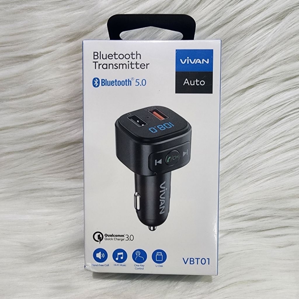 Modulator Fm Bluetooth Transmitter & Saver Charger Hp Mobil Vivan VBT01
