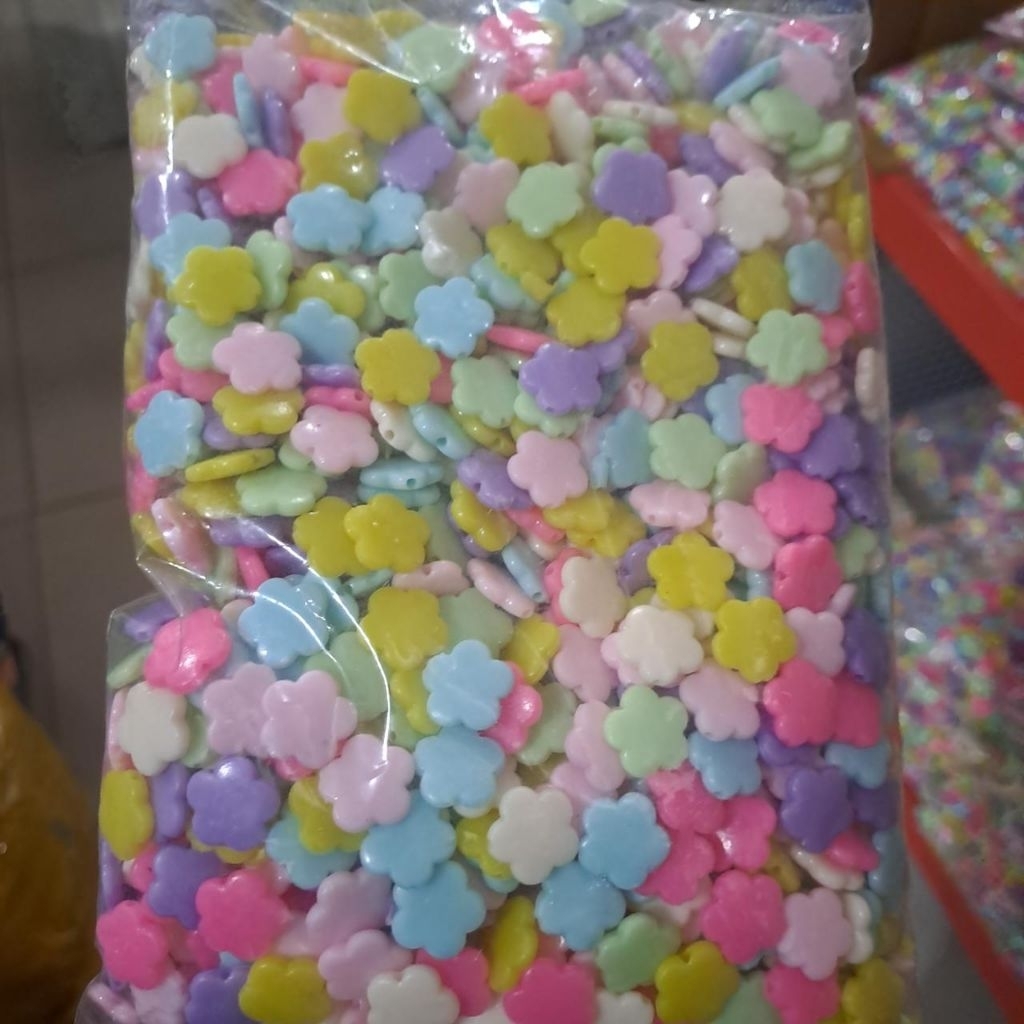1 Pon 1/2 Pon Manik Manik Mote Bunga Pastel