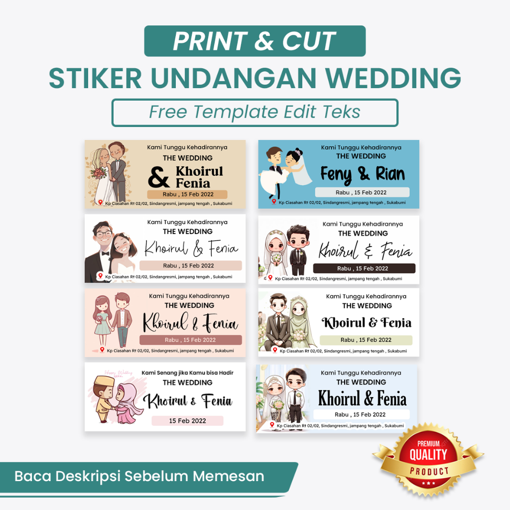 

Isi 60 King Postka Stiker Undangan Wedding / Stiker Wedding 3x7 cm | SW2