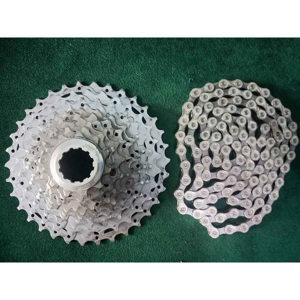 Sprocket Shimano Deore XT M770 10 speed 11-34T + Rantai KMC 10 speed
