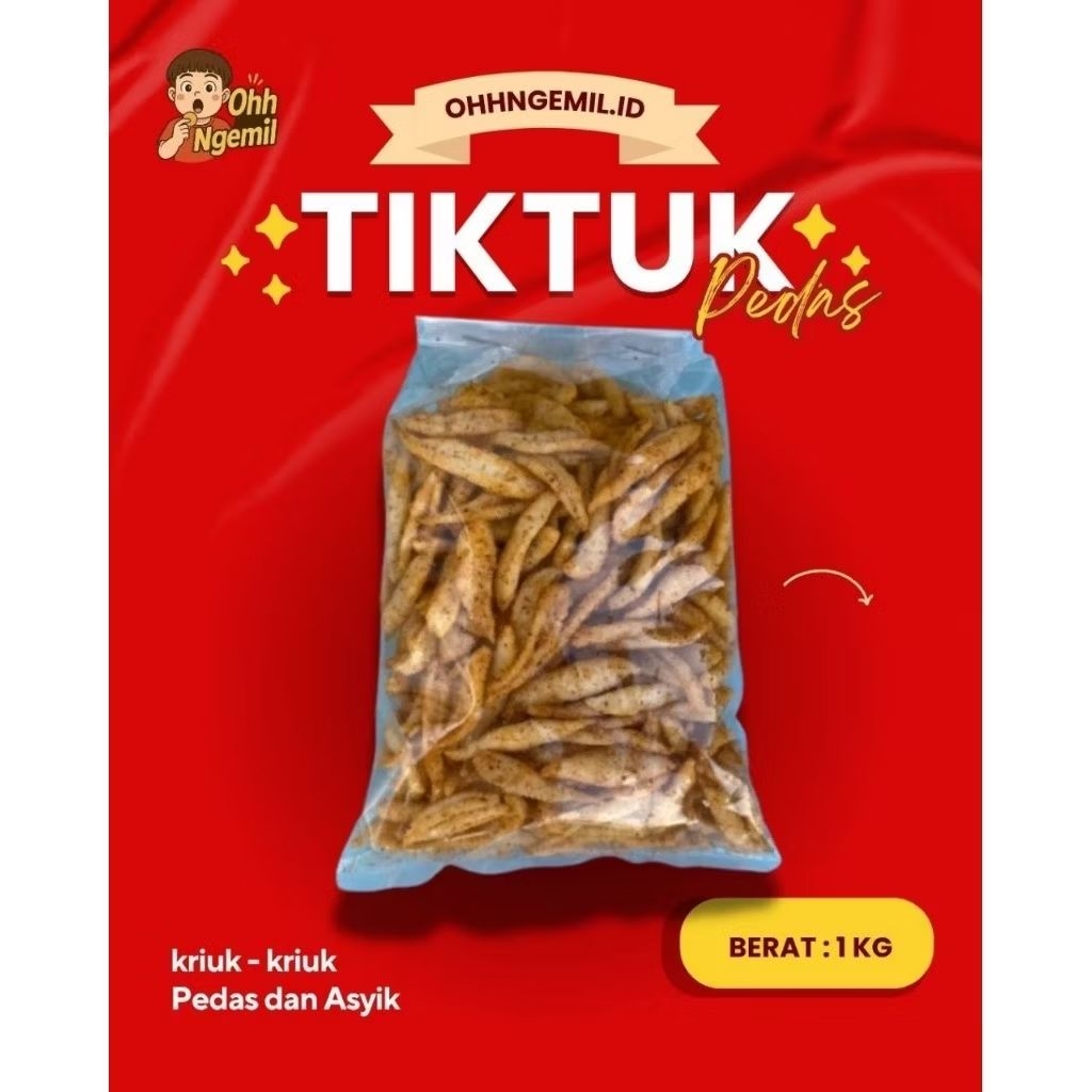 

Ohhngemil Tiktuk Pedas 1 Kg Cemilan Kriuk - kriuk gurih dan enak cemilan khas Garut