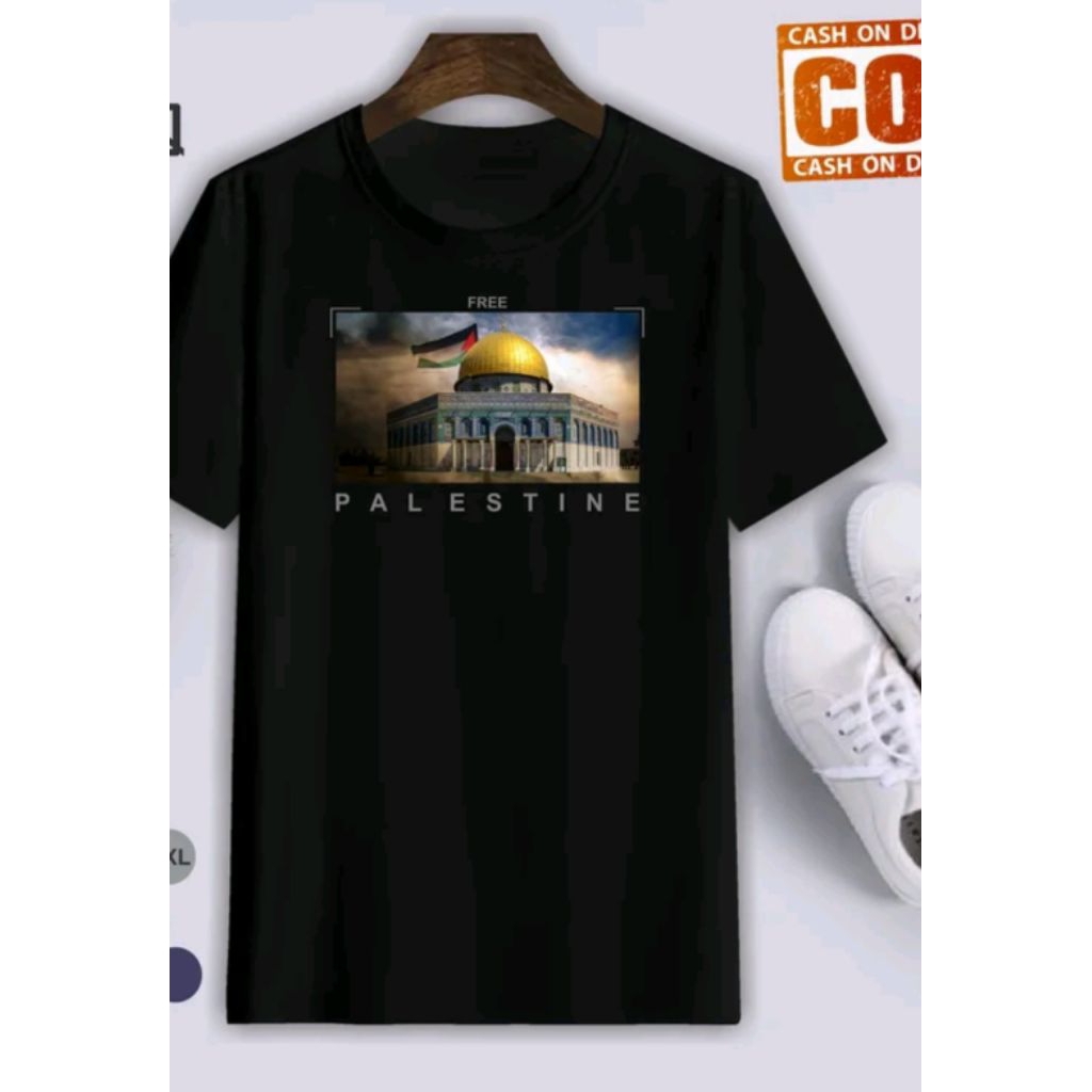 Kaos FREE PALESTINE Premium | Baju Dukung Palestina Desain Masjid Al Aqsa | T-Shirt Pria Wanita Keki