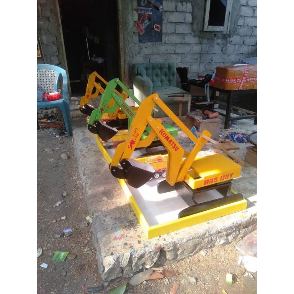 excavator kayu excavator mainan mainan anak edukasi anak paket usaha mainan