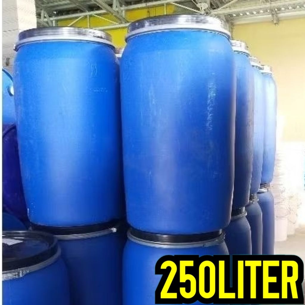 drum plastik 250L. tong plastik  250liter . komplit tutup  dan klem .hdpe tahan banting tahan cuaca.