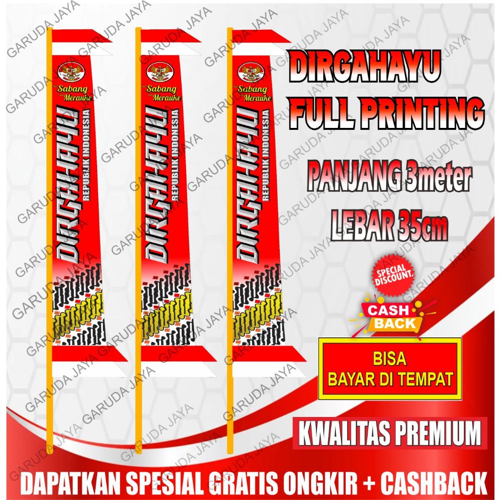 umbul umbul dirgahayu bendera merah putih umbul umbul panjang 3 meter
