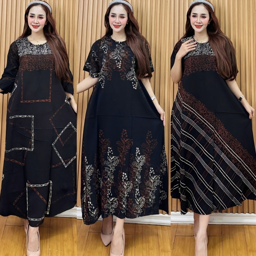 Daster Cap Asli Pekalongan Rayon Twill  malaman Lengan Pendek Resleting Depan