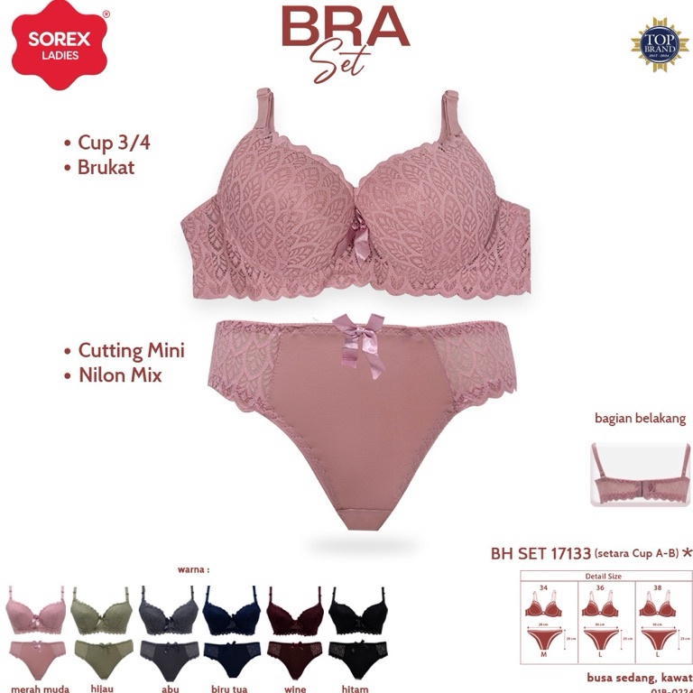 KODE M5U Bh set  Bra set  Cd SOREX 17133 pakai kawat dan busa sedang