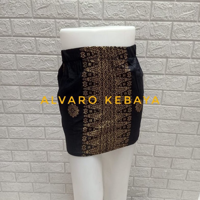 KODE W65D rok span pendek katun hitam mini seksi panjang diatas lutut bawahan kebaya batik modern