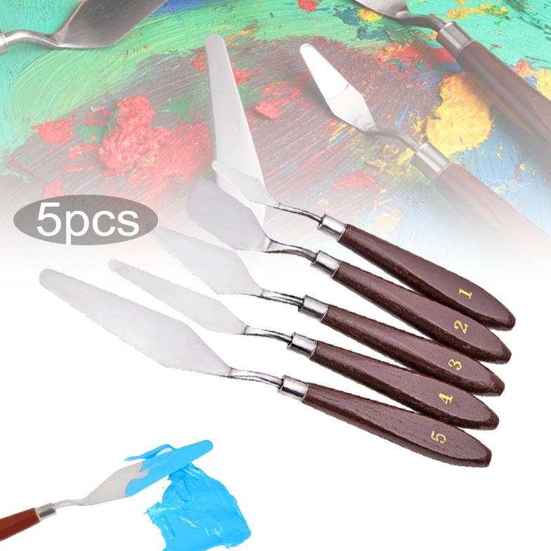 

KODE P83D 5pcs Pisau Palet Lukis Besi Spatula Lukis Painting Knife Pisau Palet Lukis