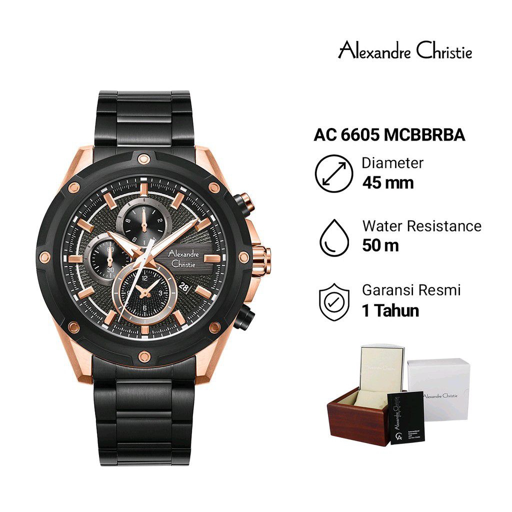 Alexander Christie AC 6605 MCBBRBA Jam Tangan Pria Analog Crono Aktif Stainless Steel Original