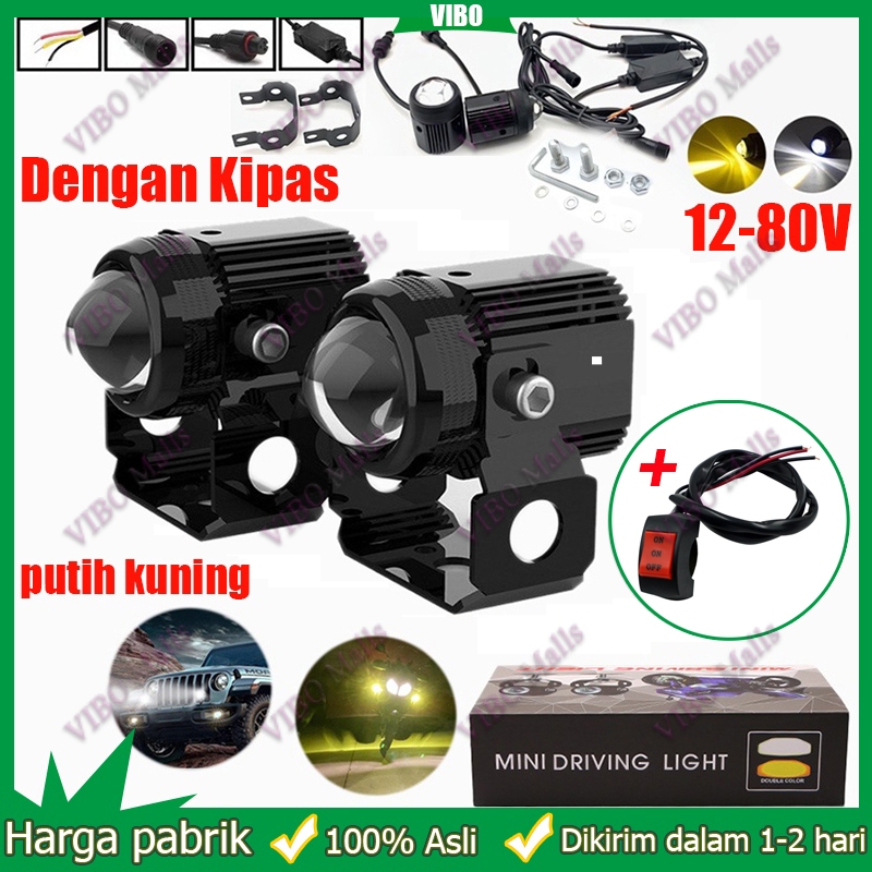 COD Lampu sorot laser d2 kipas 2 warna Premium mini driving led super terang Lampu tembak laser d2 M
