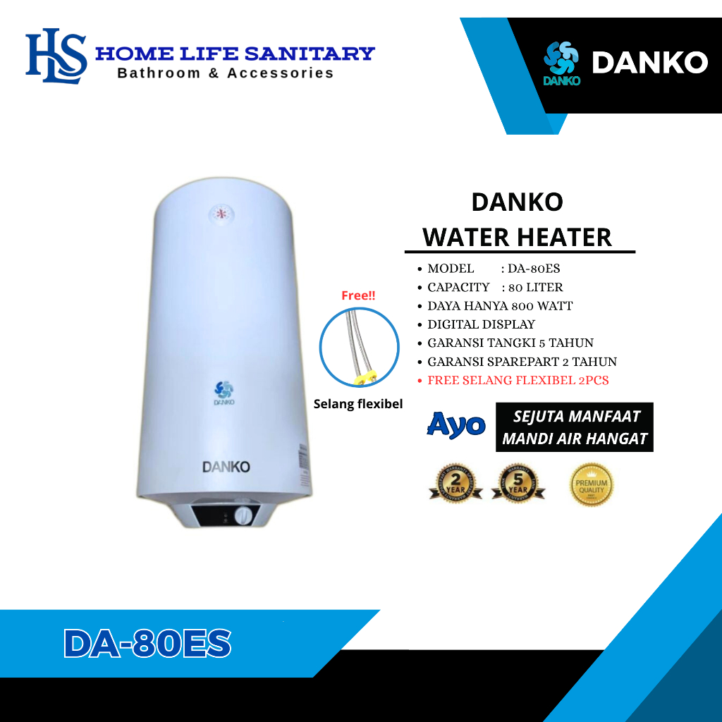WATER HEATER DANKO LISTRIK 80 LITER PEMANAS AIR LOW WATT TEKNOLOGI JEPANG / Water Heater Listrik Low