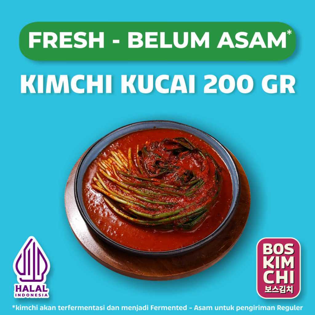

Fresh! Kimchi Kucai 200 gr | Boskimchi | Buchu Kimchi Belum Asam Homemade Fresh