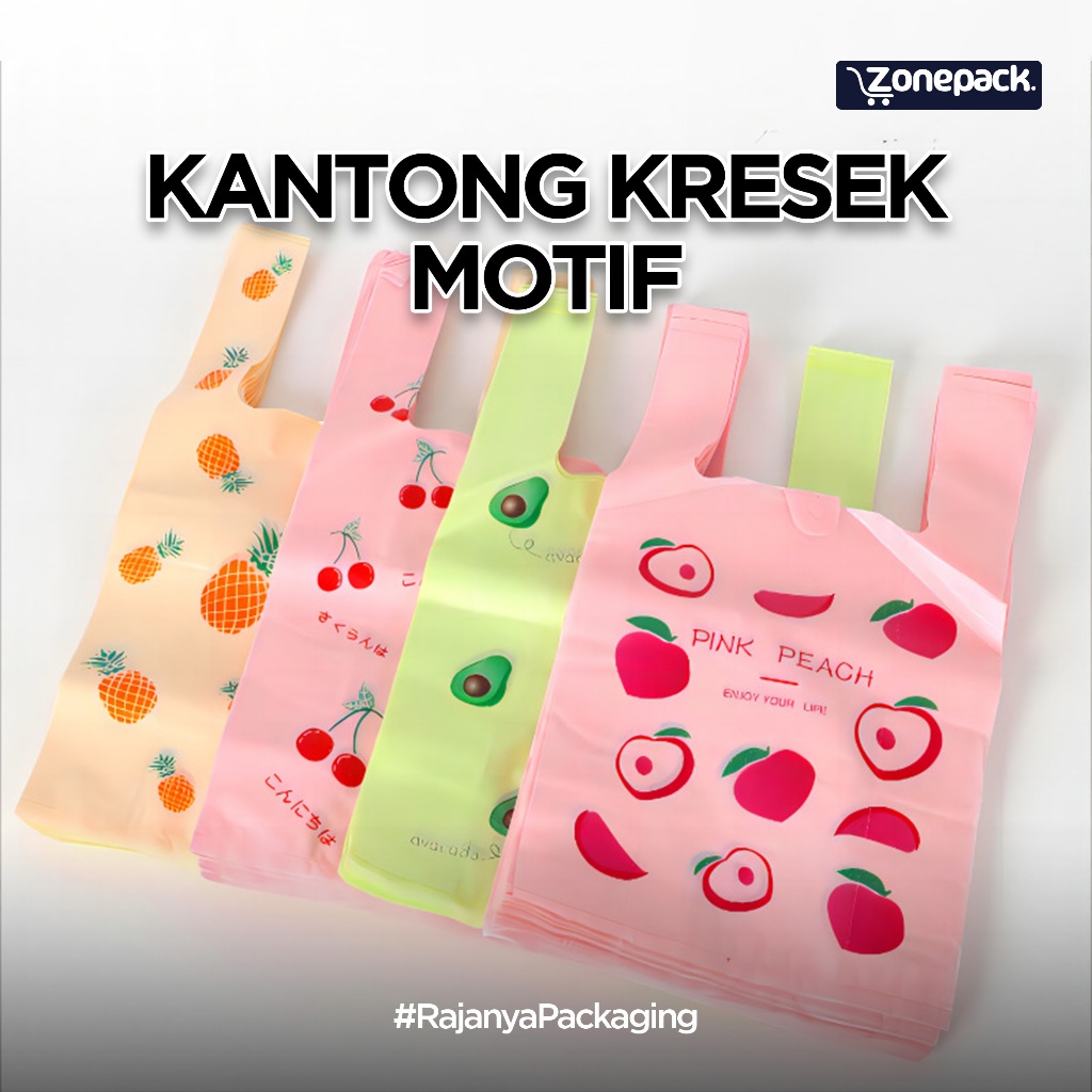 Plastik Kresek Motif Buah Kantong Lucu Kekinian Lebar 20 cm, 26 cm | Kantong Tenteng Motif Kartun | 