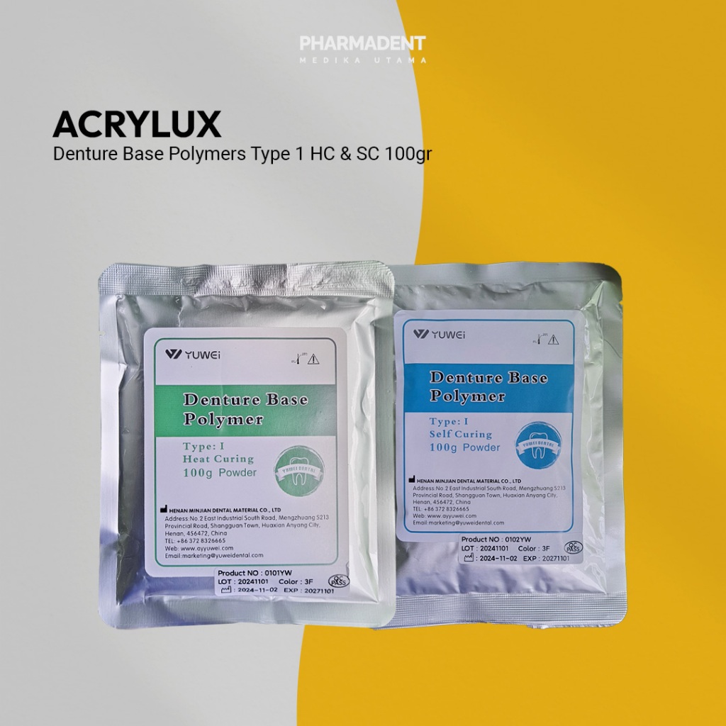 Powder Denture Base Polymers Acrylux HC & SC 100g