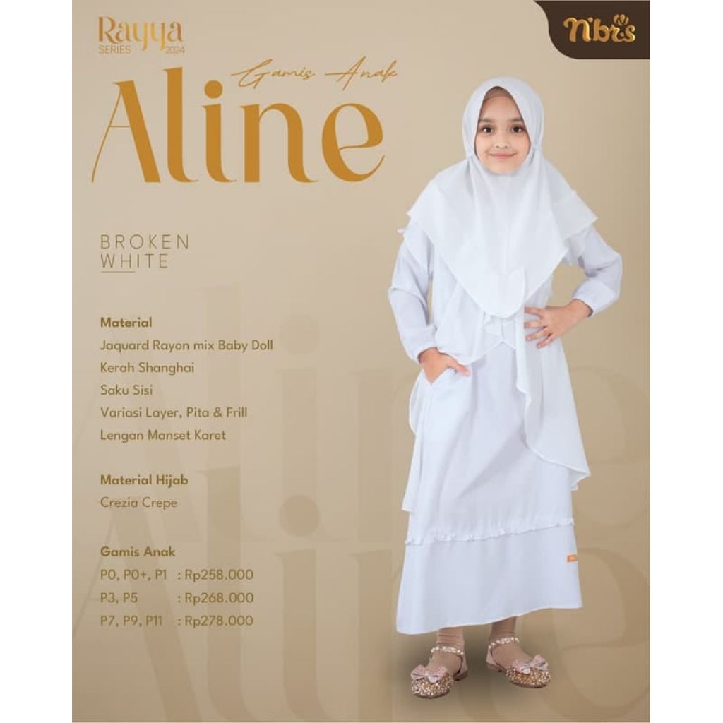 Nibras Gamis Putih Anak Aline