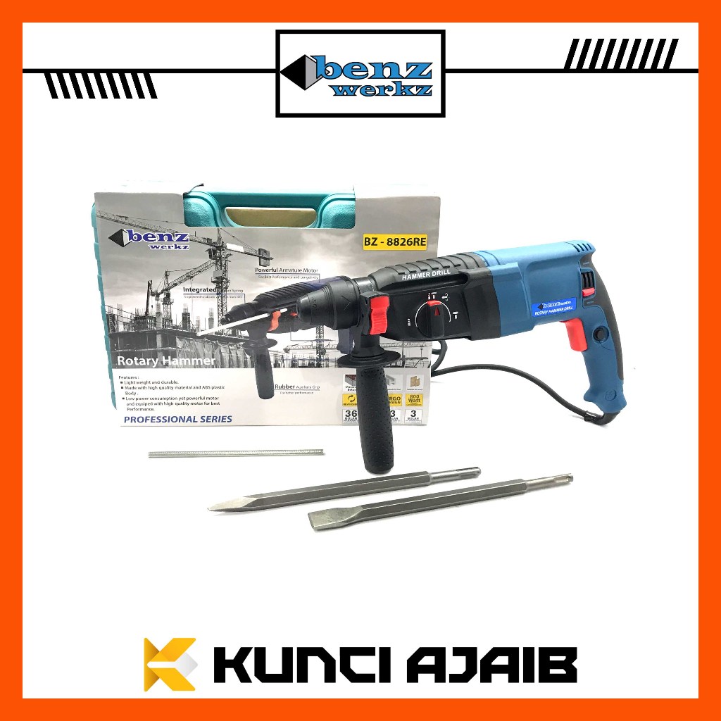 BENZ BZ-8826RE Rotary Hammer SDS Electric Drill 26 mm - Beton Bobok Besi Beton Tembok BZ8826RE