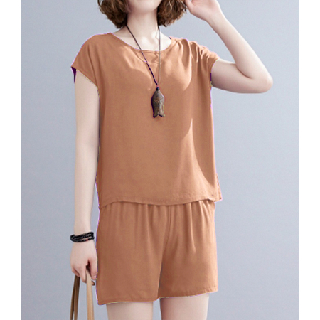 ONE SET BAJU LENGAN PENDEK DAN CELANA PENDEK BAHAN HYGT POLOS PAKAIAN WANITA TERBARU