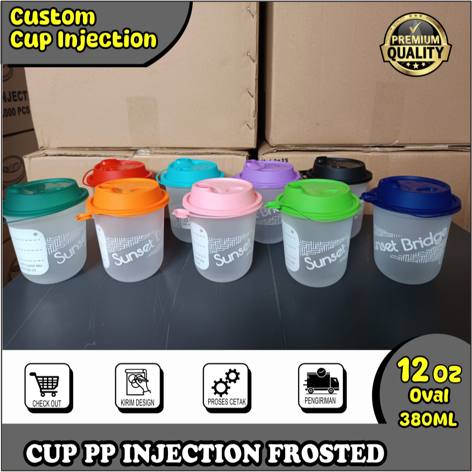 CUP INJECTION FROSTED CUSTOM LOGO ATAU BRAND SENDIRI CUP KOPI SHOP CUP INJECTION KOPI KELILING