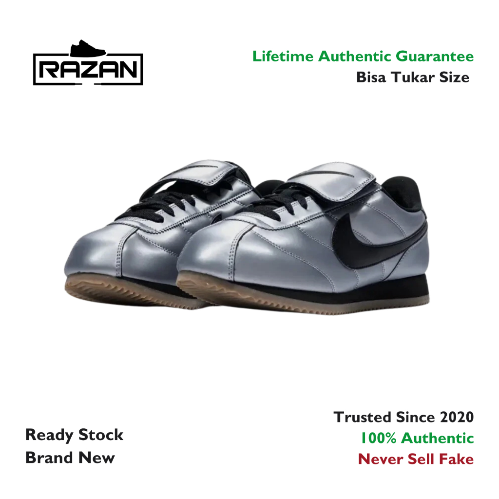 Nike Cortez Leather SE Tiempo Silver Metallic Cool Grey 100% Authentic Original