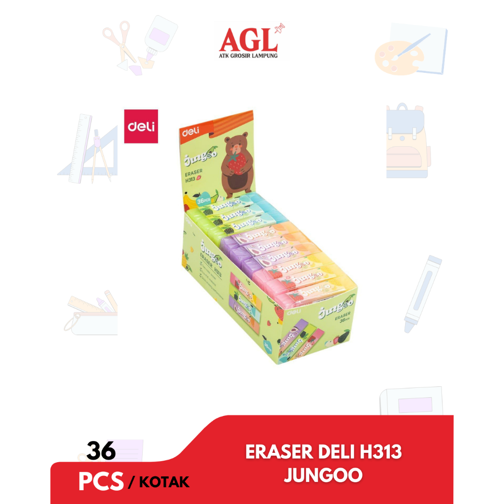 

DELI - (36pcs) ERASER / PENGHAPUS DELI H313 JUNGOO Per 1 box isi 36pcs - grosir