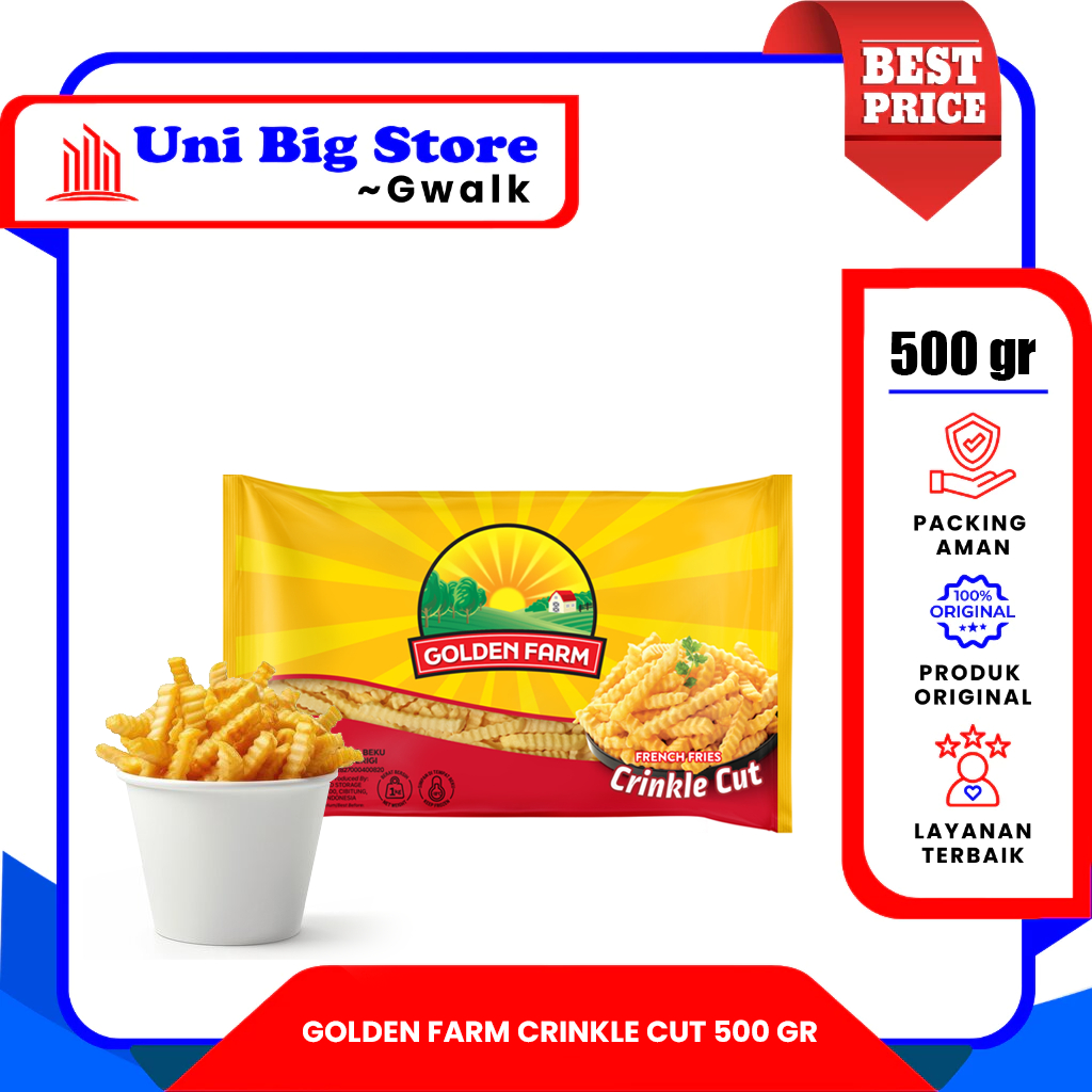 

GOLDEN FARM FRENCH FRIES CRINKLE CUT KENTANG GORENG BERGERIGI - 500 gr