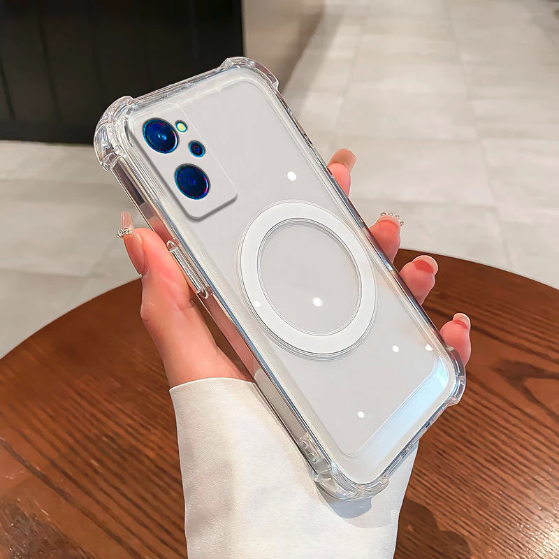 Case Realme 9i MAGSAFE Wireless Anti CRACK Bumper Magnetic Transparan Clear Softcase