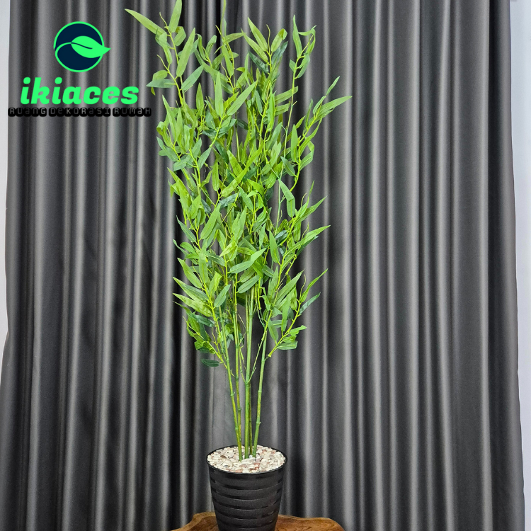 POHON BAMBU ARTIFISIAL JUMBO 1 METER TANAMAN HIAS PLASTIK DAUN BAMBU PLASTIK BUNGA PALSU DEKORASI PO