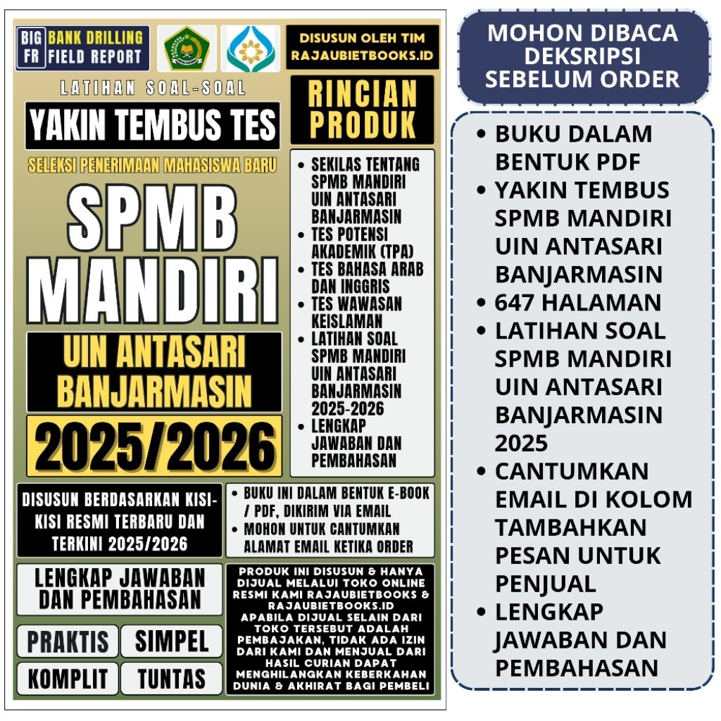 BUKU YAKIN TEMBUS TES SPMB MANDIRI UIN ANTASARI BANJARMASIN 2026 - SPMB MANDIRI UIN BANJARMASIN 202b