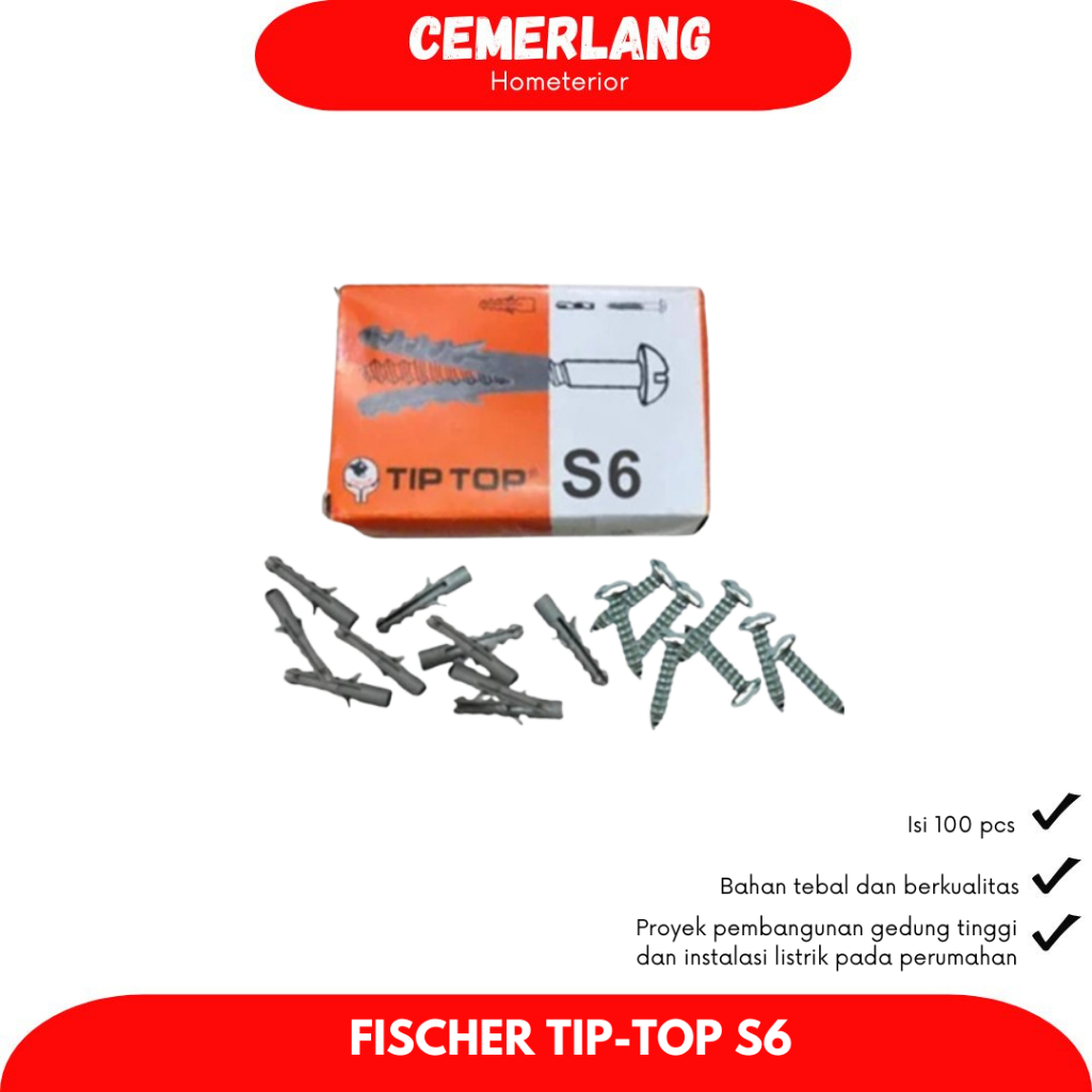 Skrup Tapping 100 Pcs Viser S6 Sekrup Baut Housing Bor Tembok / Fisher S6