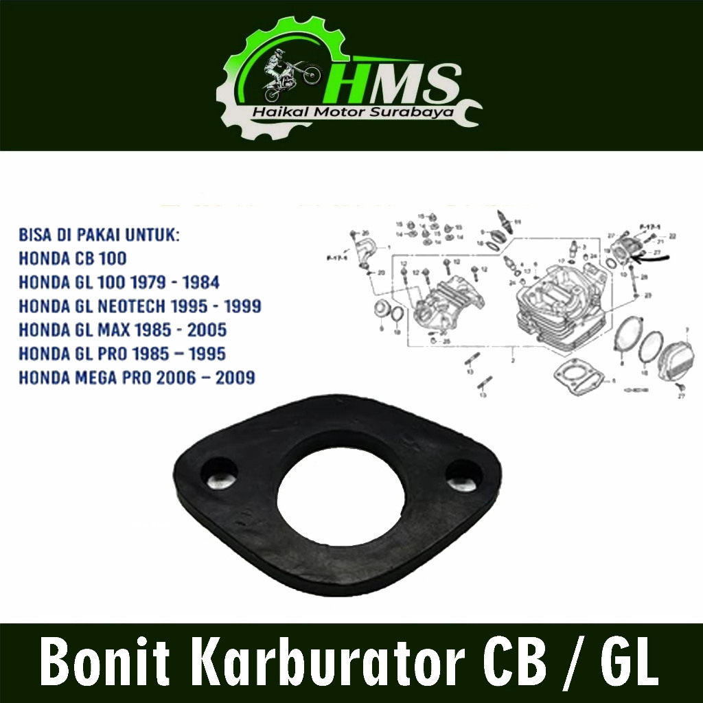 Bonit Karburator CB / GL - Ebonit Manipol Fiber Insulator Karbu Honda CB 100 GL 100 Megapro