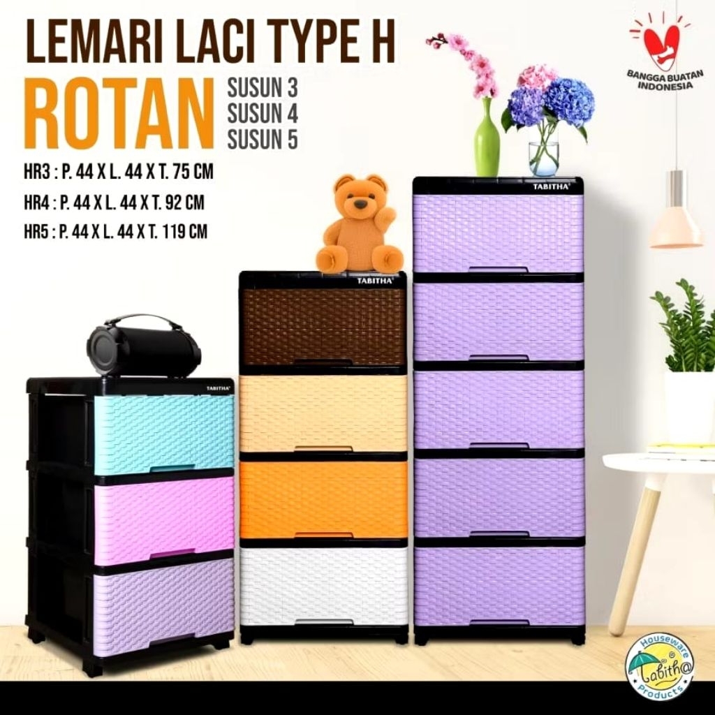 Lemari laci tabitha rotan / lemari box susun plastik / lemari laci / lemari box / lemari rotan tabit