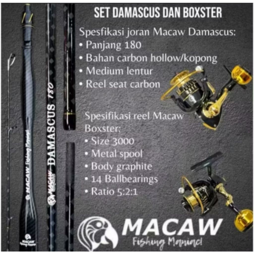 SET JORAN MACAW DAMASCUS DAN REEL BOXTER 2000
