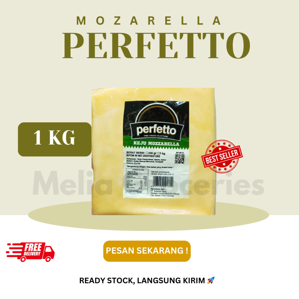 

Keju Mozarella Perfetto 1kg / Mozzarella Cheese perfetto 1kg