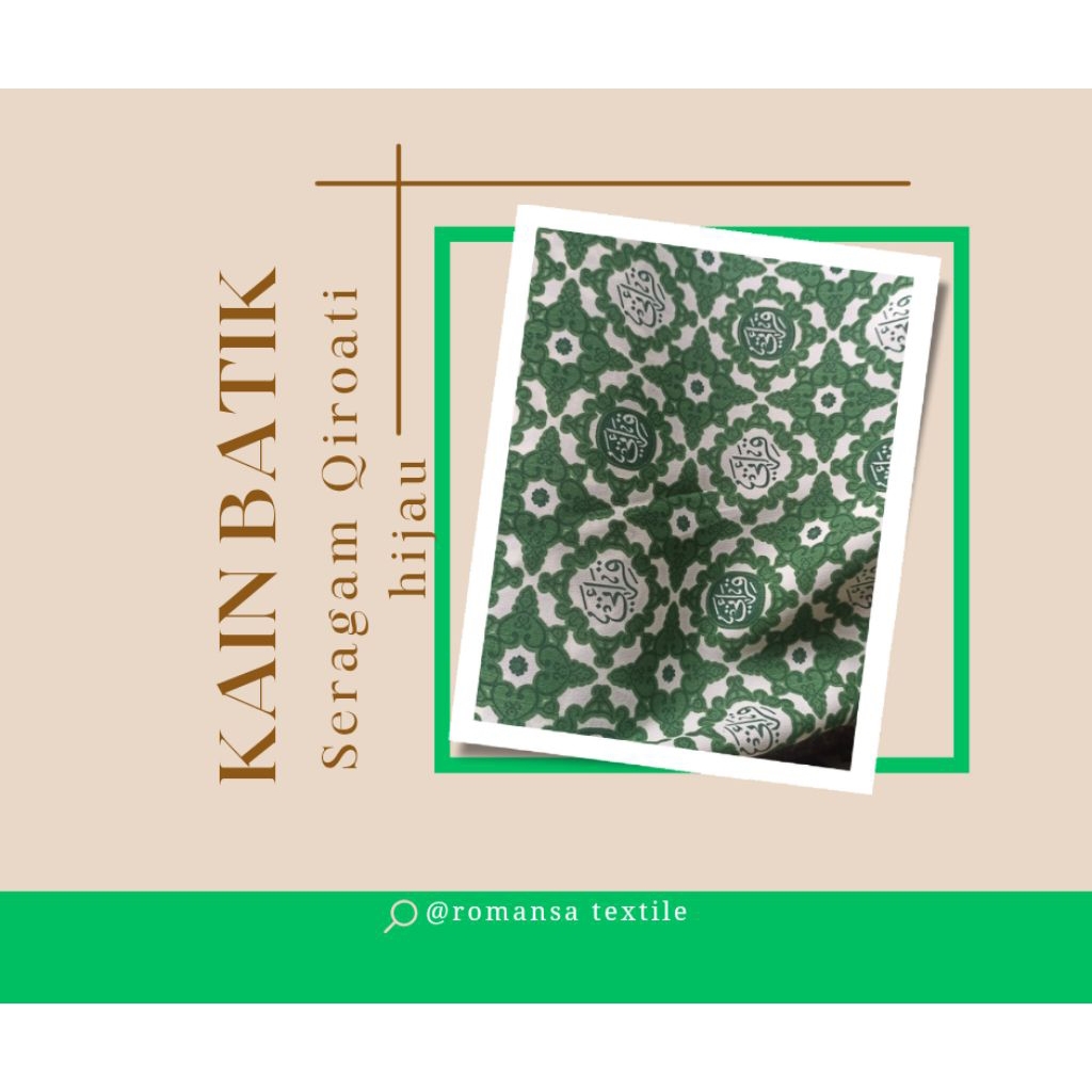 KAIN BAHAN BATIK SEKOLAH MADRASAH TPQ MI TPA QIROATI HIJAU