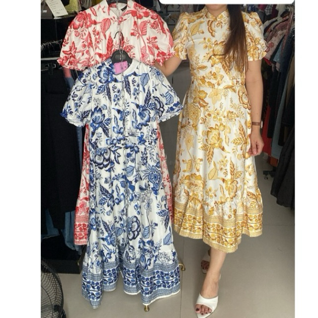 Dress Midi Wanita//Dress Midi Dior Bunga//Dress Terbaru Wanita