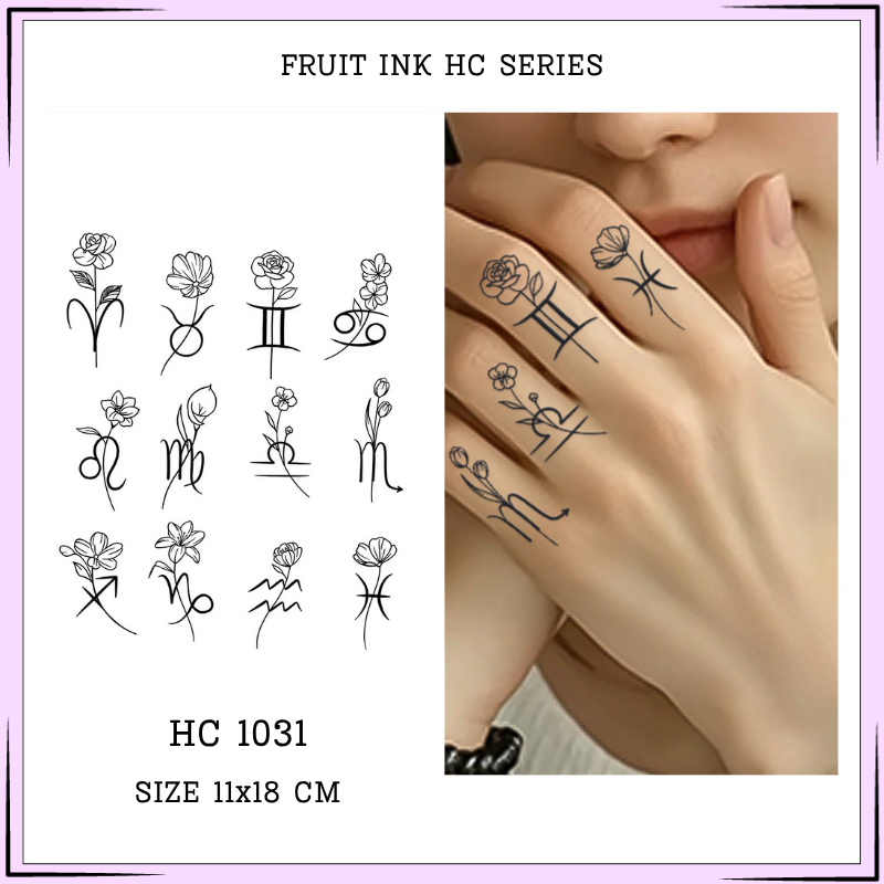 Motify Premium Tattoo Temporary HC-008 Fruit Ink Tato Temporer Motif  zodiak minimalis kecil aesthet