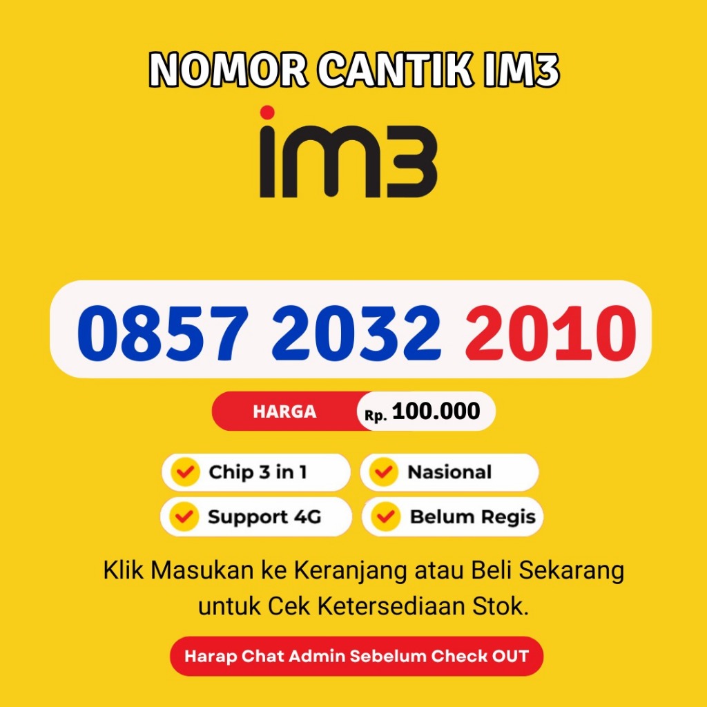 Nomor Cantik Indosat seri Tahun Lahir  Murah dan Rapi Support 4G LTE - Kartu Perdana Cantik IM3 Mura