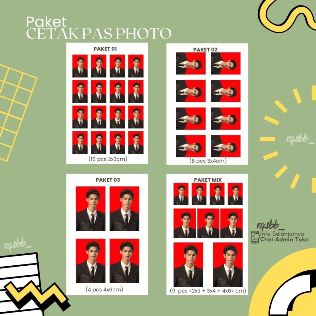 Paket Cetak Pas photo / cetak pas foto sekolah/kerja/buku nikah
