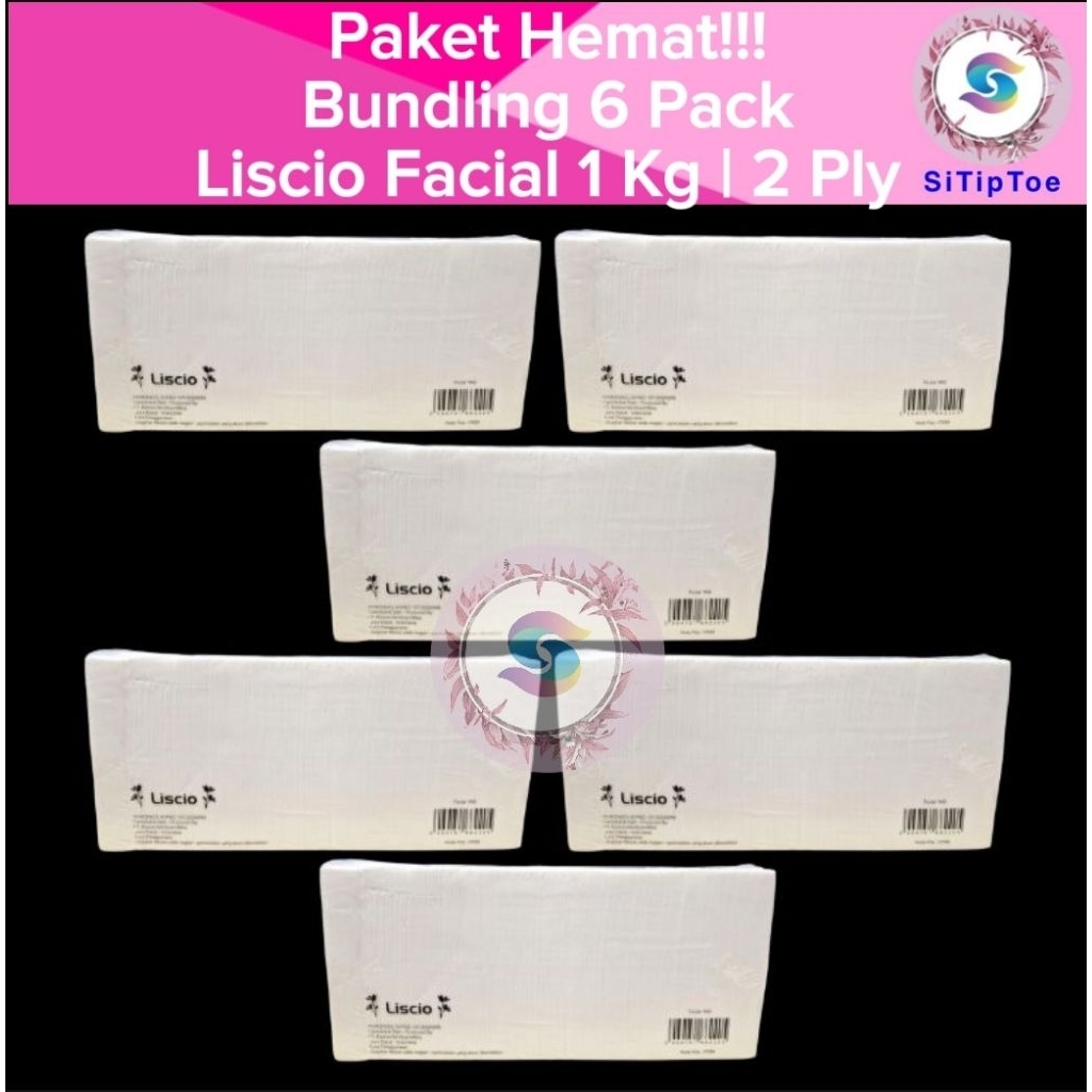 [Paket Bundling 6 Pack] Tisu LISCIO Facial Tissue 1000gr 2 Ply Tisu Wajah 1 Kg Murah Grosir Promo