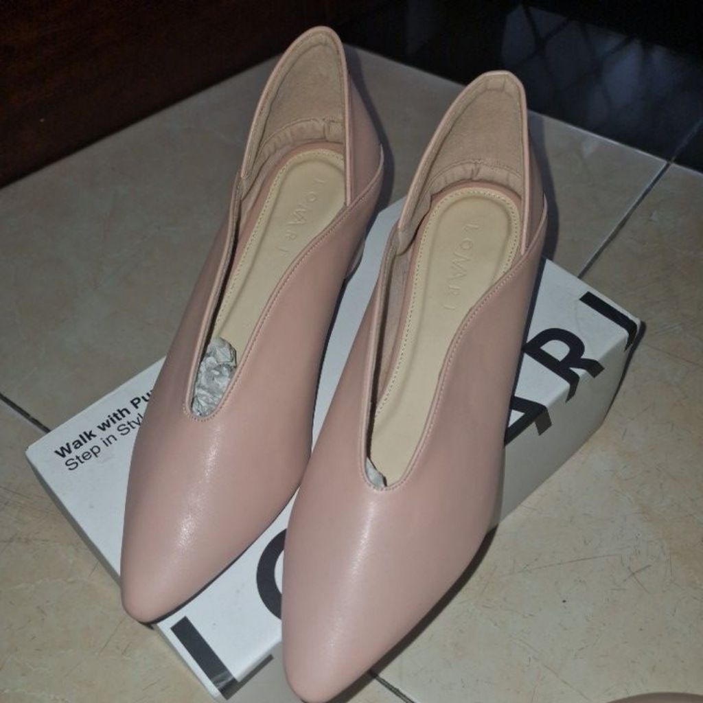 EDITH SERIES LOMARI SHOES PINK PEACH SEPATU HEELS