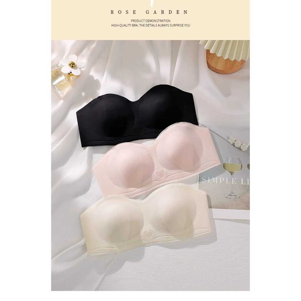 Berkualitas Tf Bra Kemben Seamless Wanita Tanpa Kawat Tali Bening Ice Silk Crop Top Bra Seamless