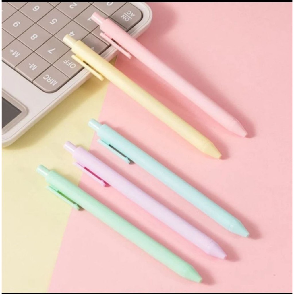 

Pen Gel Pastel Macaron 0.5 mm - Tinta Hitam varian wadah berwarna - Cream