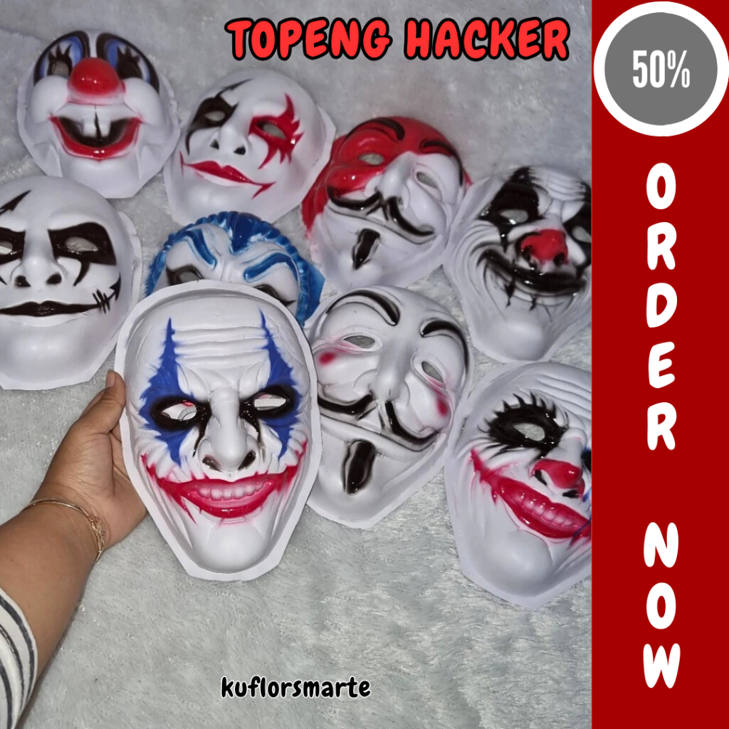 [ motif random ] Topeng Joker Anonymous / Topeng Hacker Halloween Murah / Topeng Seram karnaval